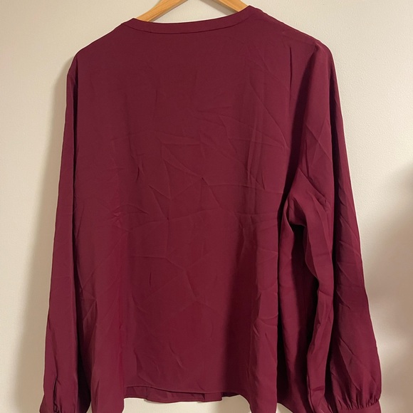 Women's Burgundy Button-Up Blouse - Picture 3 of 3